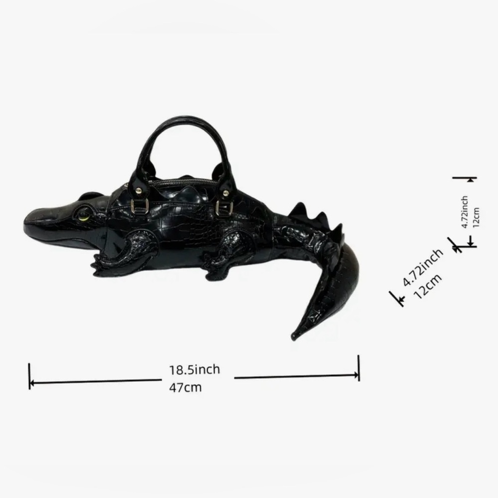 Alligator-Print Women’s Black 🖤 Handbag NEW WITH TAGS 🐊 w/ Detachable Strap - Picture 10 of 11